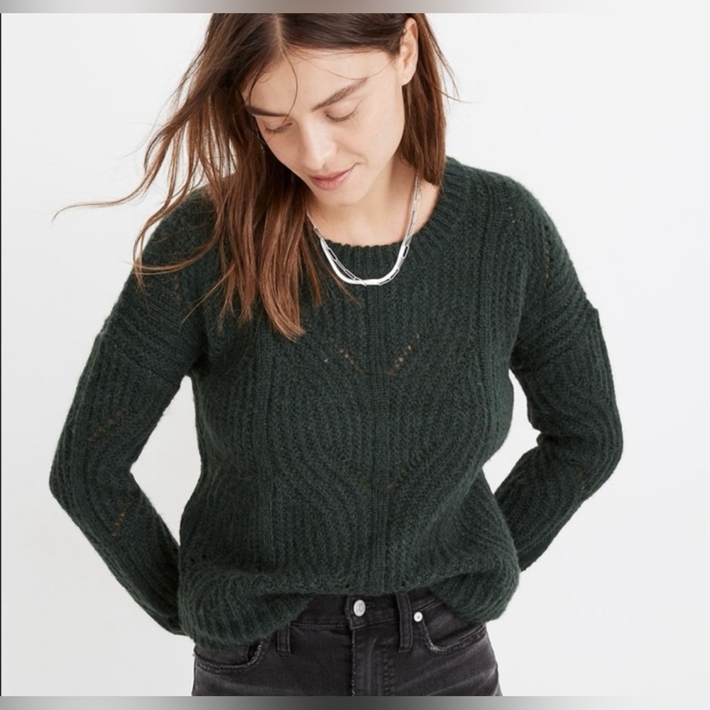 Madewell Charley Pullover sweater heather moss dark green size extra small